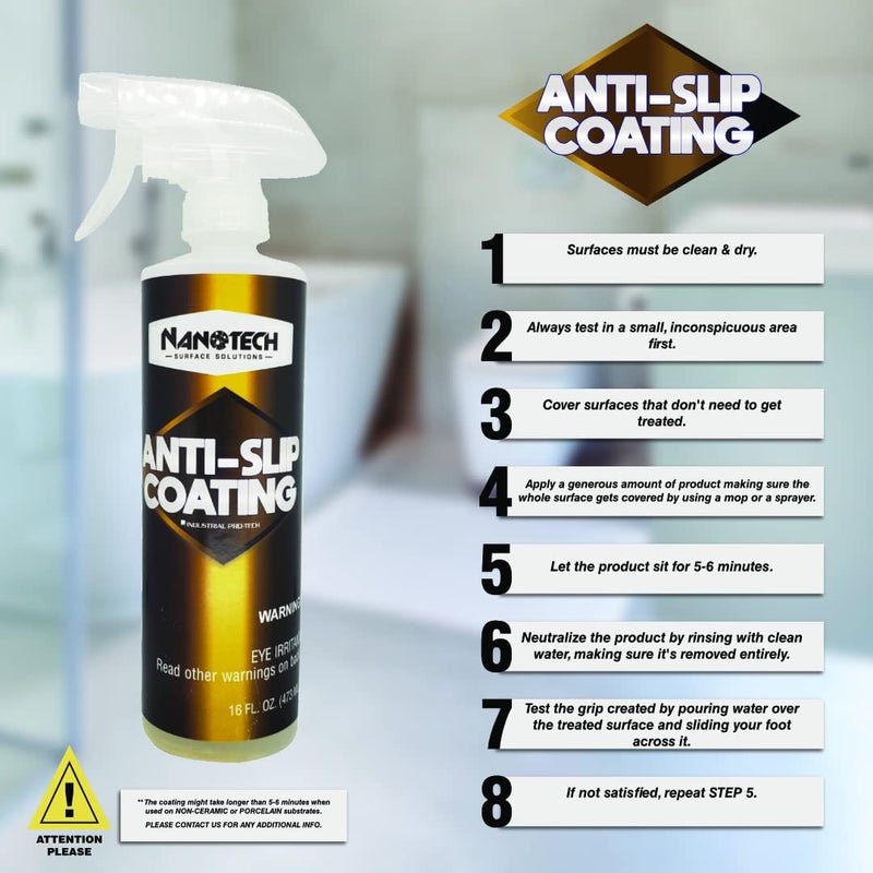 Nanotech Surface Solutions Anti-Slip Coating - Works in Minutes, Reduces Slip & Fall Accidents Due to Wet Floors - for Porcelain, Ceramic, Mosaic Tile, 1 Gallon (128 Oz.) - Image 4